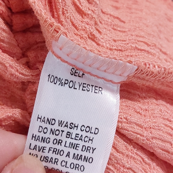 Womens Còral Orange Smocked Peplum Long Sleeve Top Size M Easle - Picture 7 of 8